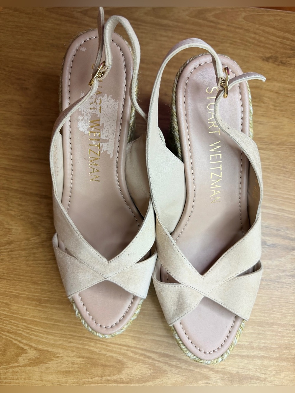 Stuart Weitzman Adobe Nude Espadrille Wedge Sandals Size 9 - Picture 12 of 13